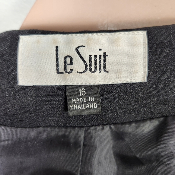 EUC Le Suit Black Embossed Longline Blazer Dress Jacket Coat Career (16) #0364 - Picture 8 of 9